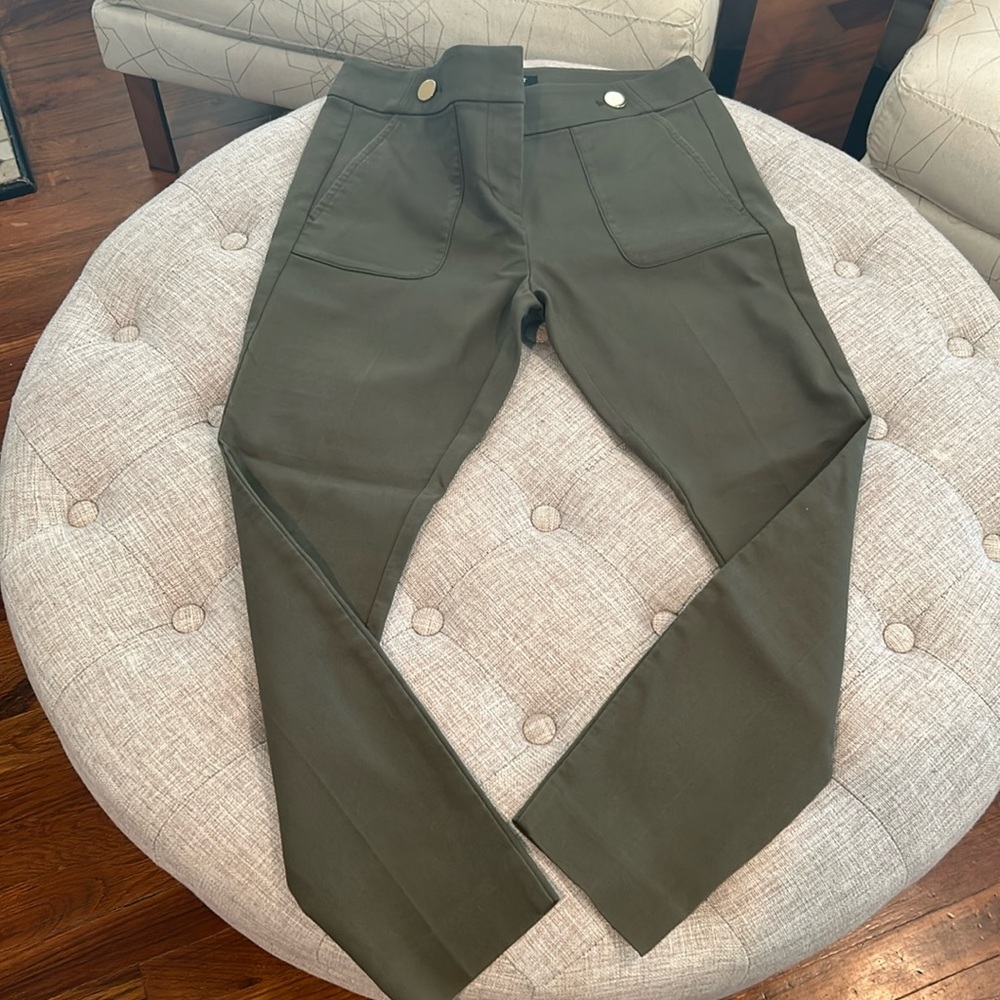 Army green tapered dress pants